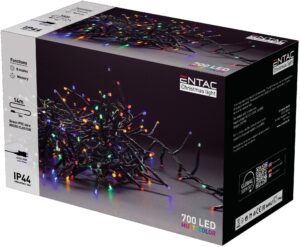 Entac Karácsonyi IP44 700 LED Fürtös Fénysor Színes 14m | BR (SKU:ECL-M700MC) Kültéri füzér