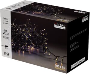 Entac Karácsonyi IP44 700 LED Fürtös Fénysor WW 14m | BR (SKU:ECL-M700WW) Kültéri füzér