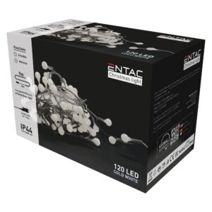 Entac Karácsonyi IP44  Fényfüzér 15mm Balls 120 LED 9m CW | BR (SKU:ECL-PPB-120CW) Kültéri füzér
