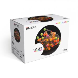 Entac Karácsonyi IP44  Fényfüzér 15mm Balls 120 LED 9m MC | BR (SKU:ECL-PPB-120MC) Kültéri füzér