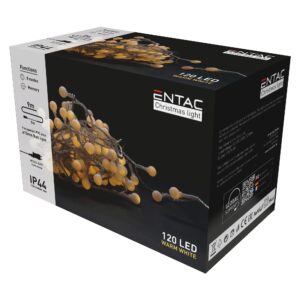 Entac Karácsonyi IP44  Fényfüzér 15mm Balls 120 LED 9m WW | BR (SKU:ECL-PPB-120WW) Kültéri füzér
