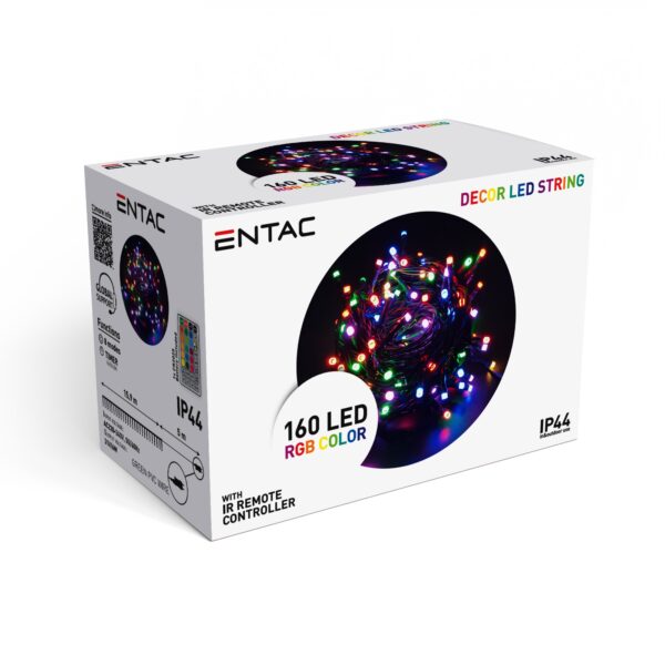 Entac Karácsonyi Kültéri Füzér 160 LED RGB 20,9m, IR távirányítóval | BR (SKU:ECL-S160-RGB) Kültéri füzér