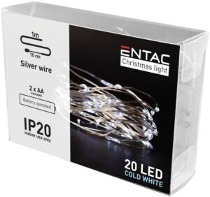 Entac Karácsonyi Beltéri Drótfüzér 20 LED CW 1,1m (2AA nt.) | BR (SKU:ECL-S20CW) Beltéri füzér