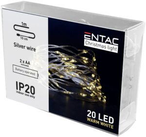 Entac Karácsonyi Beltéri Drótfüzér 20 LED WW 1,1m (2AA nt.) | BR (SKU:ECL-S20WW) Beltéri füzér