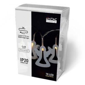 Entac Karácsonyi Beltéri Füzér Fa Angyalka 10 LED WW 1,3m (2AA nt.) | BR (SKU:ECL-WA-10WW) Beltéri füzér