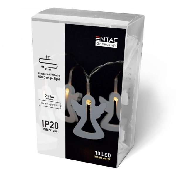 Entac Karácsonyi Beltéri Füzér Fa Angyalka 10 LED WW 1,3m (2AA nt.) | BR (SKU:ECL-WA-10WW) Beltéri füzér