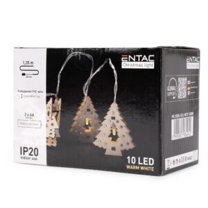 Entac Karácsonyi Beltéri Fa Karácsonyfa 10 LED WW 1,65m (2AA nt.) | BR (SKU:ECL-WCT-10WW) Beltéri füzér