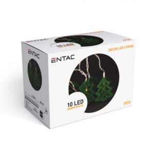 Entac Karácsonyi Beltéri Fa Karácsonyfa 10 LED WW 1,65m (2AA alkáli elem tartozék) | BR (SKU:ECL-WCT-10WW-ABI) Beltéri füzér