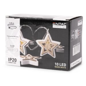 Entac Karácsonyi Beltéri Fa Csillag 10 LED WW 1,65m (2AA nt.) | BR (SKU:ECL-WS-10WW) Beltéri füzér