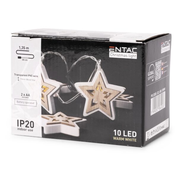 Entac Karácsonyi Beltéri Fa Csillag 10 LED WW 1,65m (2AA nt.) | BR (SKU:ECL-WS-10WW) Beltéri füzér