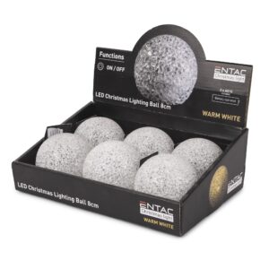 Entac Karácsonyi Világító Gömb 8cm WW | BR (SKU:ECLB8WW) Asztali dekoráció