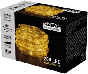 Entac Karácsonyi IP44 200 PVC Bevonatú Micro LED WW 20m | BR (SKU:ECML-200-WW) Kültéri füzér