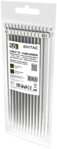 Entac Kábelkötegelő 2.5mmx150mm Fehér 50db/csomag | BR (SKU:ECT-2.5-150-W) Kábelkötegelők