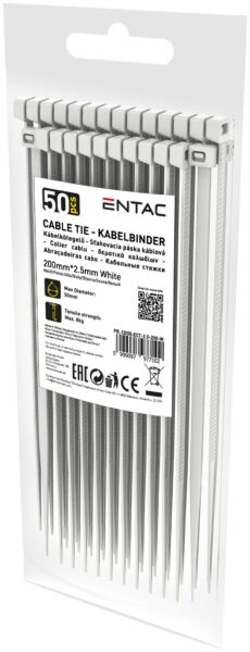 Entac Kábelkötegelő 2.5mmx200mm Fehér 50db/csomag | BR (SKU:ECT-2.5-200-W) Kábelkötegelők és rögzítők Entac Kábelkötegelő 2.5mmx200mm Fehér 50db/csomag | BR (SKU:ECT-2.5-200-W) Kábelkötegelők és rögzítők