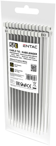 Entac Kábelkötegelő 3.6mmx200mm Fehér 50db/csomag | BR (SKU:ECT-3.6-200-W) Kábelkötegelők és rögzítők Entac Kábelkötegelő 3.6mmx200mm Fehér 50db/csomag | BR (SKU:ECT-3.6-200-W) Kábelkötegelők és rögzítők