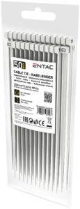 Entac Kábelkötegelő 3.6mmx200mm Fehér 50db/csomag | BR (SKU:ECT-3.6-200-W) Kábelkötegelők