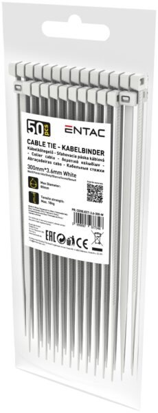 Entac Kábelkötegelő 3.6mmx300mm Fehér 50db/csomag | BR (SKU:ECT-3.6-300-W) Kábelkötegelők és rögzítők Entac Kábelkötegelő 3.6mmx300mm Fehér 50db/csomag | BR (SKU:ECT-3.6-300-W) Kábelkötegelők és rögzítők