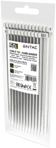 Entac Kábelkötegelő 4.8mmx400mm Fehér 50db/csomag | BR (SKU:ECT-4.8-400-W) Kábelkötegelők