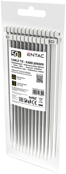 Entac Kábelkötegelő 7.6mmx450mm Fehér 50db/csomag | BR (SKU:ECT-7.6-450-W) Kábelkötegelők és rögzítők Entac Kábelkötegelő 7.6mmx450mm Fehér 50db/csomag | BR (SKU:ECT-7.6-450-W) Kábelkötegelők és rögzítők