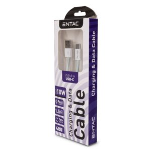 Entac Töltőkábel USB A -> C Casual Zöld 100cm | BR (SKU:ECUSB-AC2-NM-GR1) Töltőkábelek