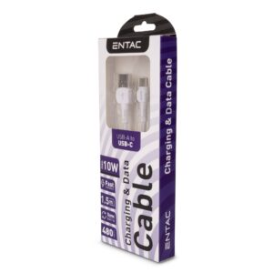 Entac Töltőkábel USB A -> C Classic Fehér 100cm | BR (SKU:ECUSB-AC2-PP-W1) Töltőkábelek