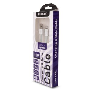 Entac Töltőkábel USB A -> Lightning Casual Zöld 150cm | BR (SKU:ECUSB-AL2-NM-GR1.5) Töltőkábelek