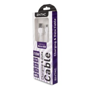 Entac Töltőkábel USB A -> Mikro Classic Fehér 100cm | BR (SKU:ECUSB-AM2-PP-W1) Töltőkábelek