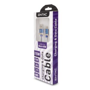 Entac Töltőkábel USB A -> Mikro Fashion King Kék 100cm | BR (SKU:ECUSB-AM3-FM-BL1) Töltőkábelek