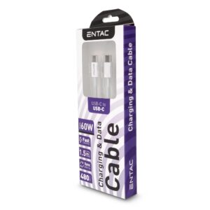 Entac Töltőkábel USB C -> C Casual Zöld 100cm | BR (SKU:ECUSB-CC3-NM-GR1) Töltőkábelek