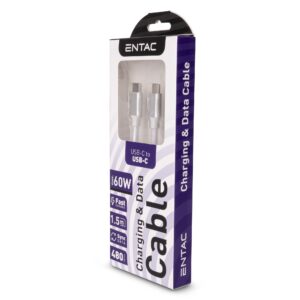 Entac Töltőkábel USB C -> C Charmer Ezüst 100cm | BR (SKU:ECUSB-CC3-NM-S1) Töltőkábelek