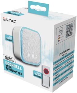 Entac Elemes Ajtócsengő 3xAA nem tart, Elemes IP44 Adókészülékkel 1xCR2032 tart. | BR (SKU:EDB-BO-44) Ajtócsengő