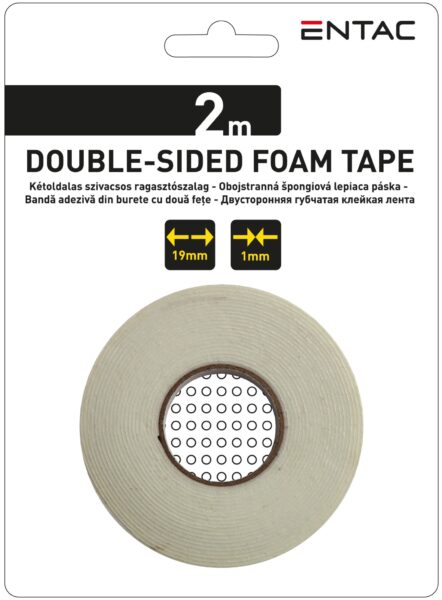 Entac Kétoldalas Szivacs Szalag 1x19mm Fehér 2m | BR (SKU:EDSFT2W) Entac szalagok