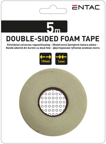 Entac Kétoldalas Szivacs Szalag 1x19mm Fehér 5m | BR (SKU:EDSFT5W) Entac szalagok