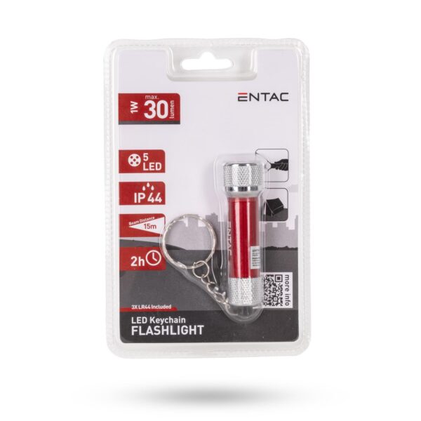 Entac Elemlámpa 5LED Kulcstartós Piros | BR (SKU:EFL-5LED-KC-R) Elemlámpa
