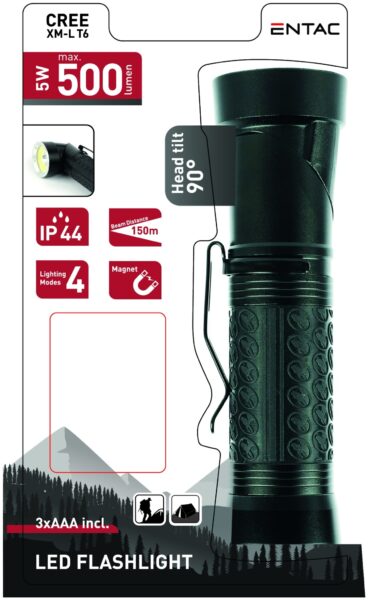Entac Elemlámpa 90° 5W T6 Alu 3xAAA | BR (SKU:EFL-90-T6-ALU) Zseblámpák
