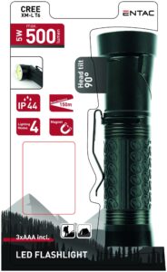 Entac Elemlámpa 90°  5W T6 Alu 3xAAA | BR (SKU:EFL-90-T6-ALU) Elemlámpa