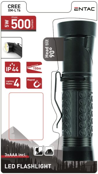 Entac Elemlámpa 90° 5W T6 Alu 3xAAA incl. | BR (SKU:EFL-90-T6-ALU-BI) Zseblámpák