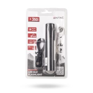 Entac Elemlámpa Újratölthető 3W 1200mAh (PowerBank funkció) csuklópánttal | BR (SKU:EFL-MR1200-XPE-ALU) Elemlámpa