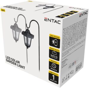 Entac Kerti Szolár Függő Lámpa Vas állvánnyal 750mm 1 LED 2db/csomag | BR (SKU:EGSL-I1L75-B2)