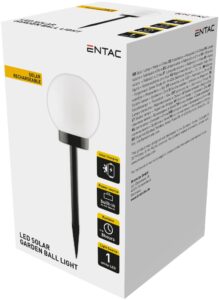 Entac Kerti Szolár Lámpa 380mm Műanyag 1 LED Gömb fej | BR (SKU:EGSL-P1LB38) Műanyagházas egyszerű