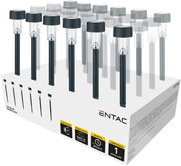 Entac Kerti Szolár Lámpa 360mm Műanyag 1 LED 24/kínáló | BR (SKU:EGSL-P1LC36-PDQ) Műanyagházas egyszerű