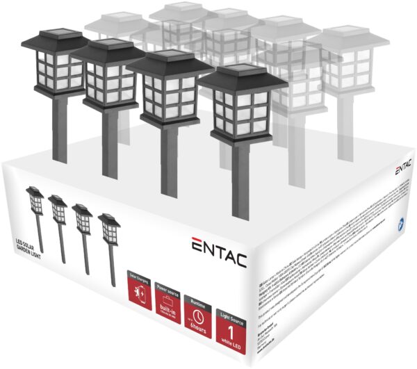 Entac Kerti Szolár Lámpa 380mm Műanyag 1 LED 12/kínáló | BR (SKU:EGSL-P1LH38-PDQ) Szolár lámpák