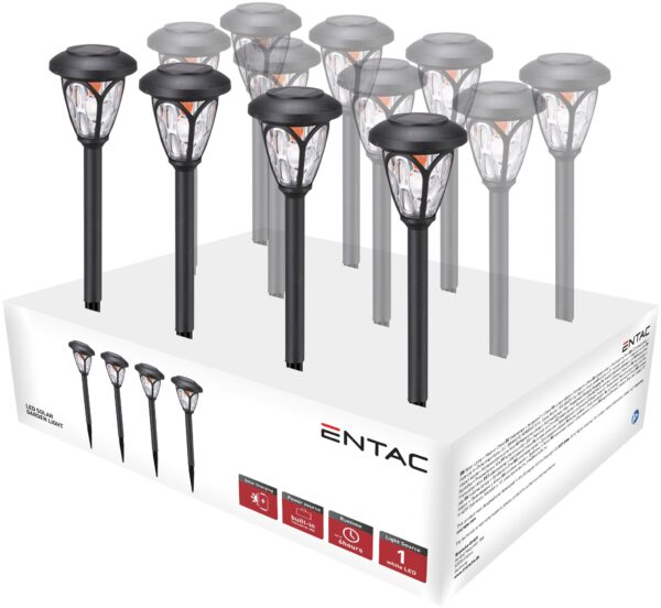 Entac Kerti Szolár Lámpa 400mm Műanyag 1 LED 12/kínáló | BR (SKU:EGSL-P1LH40-PDQ) Műanyagházas egyszerű