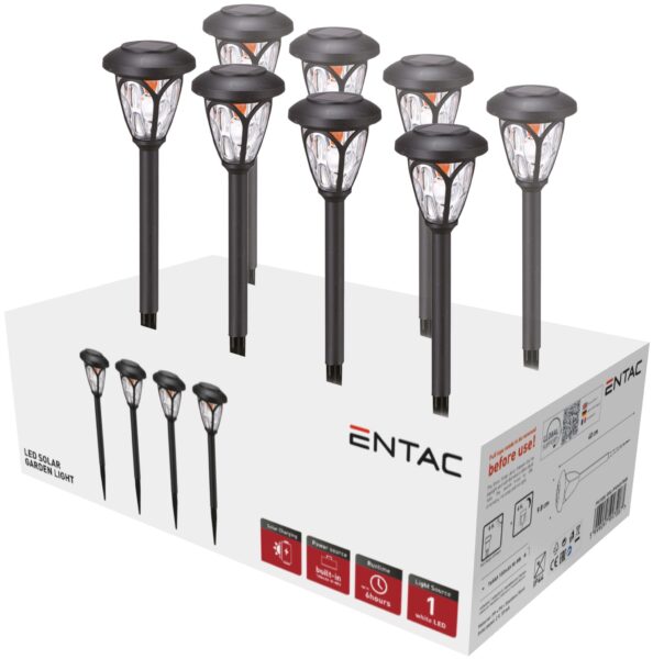 Entac Kerti Szolár Lámpa 400mm Műanyag 1 LED 8/kínáló *Sérült Csomagolás* | BR (SKU:EGSL-P1LH40-PDQ8-SCS) Műanyagházas egyszerű