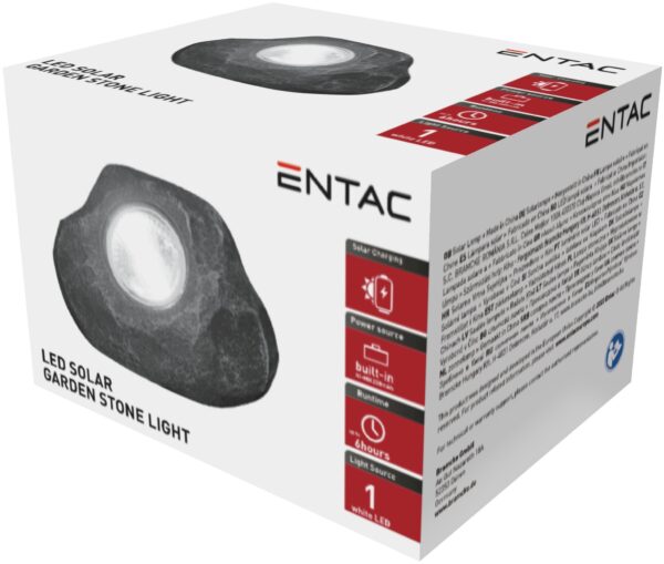 Entac Kerti Szolár Lámpa Kő Műanyag 1 LED | BR (SKU:EGSL-P1LS14) Szolár lámpák