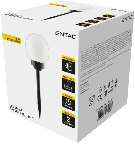 Entac Kerti Szolár Lámpa 51cm Műanyag 2 LED Gömb fej *Sérült Csomagolás* | BR (SKU:EGSL-P2LB51-SCS) Szolár lámpák