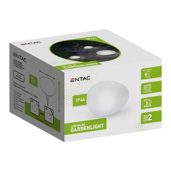 Entac Kerti Szolár Lámpa, Kavics, 140mm, 2db NW SMD LED | BR (SKU:EGSL-P2LNW-19-STONE) Formák