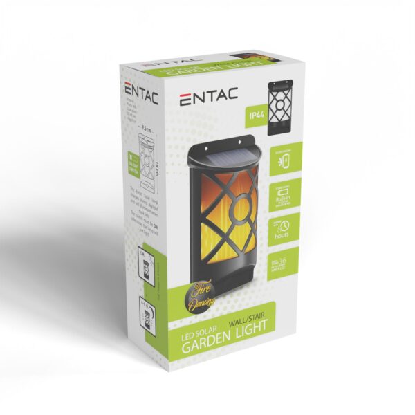 Entac Kerti Szolár Lámpa Láng Effekttel, 180mm, 36db WW LED | BR (SKU:EGSL-P36F-18-FL) Műanyagházas egyszerű