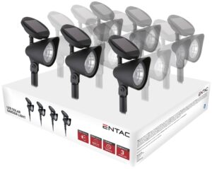 Entac Kerti Szolár Lámpa Reflektor 32cm Műanyag 3 LED 12/kínáló *Sérült csomagolás* | BR (SKU:EGSL-P3LGF32-PDQ-SCS) Műanyagházas egyszerű