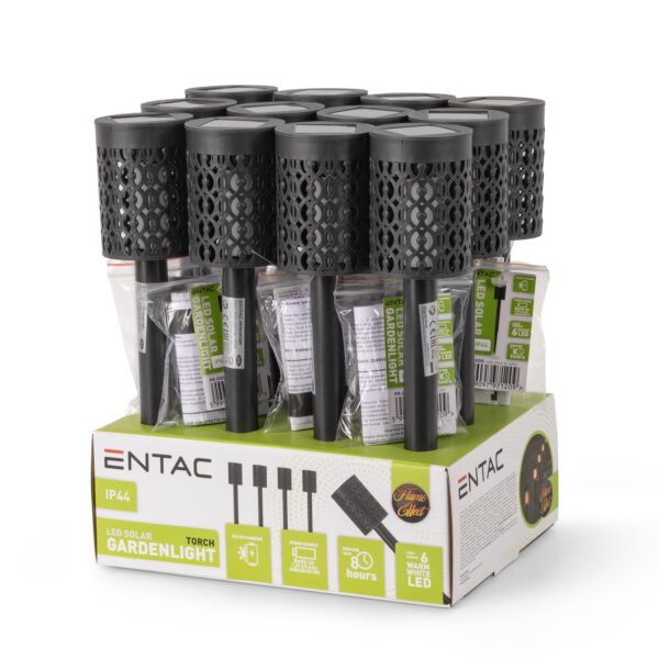 Entac Kerti Szolár Leszúrható Fáklya Láng effekttel, 360mm, 6db WW LED, 12db/kínáló | BR (SKU:EGSL-P6LF-36-12PDQ) Formák